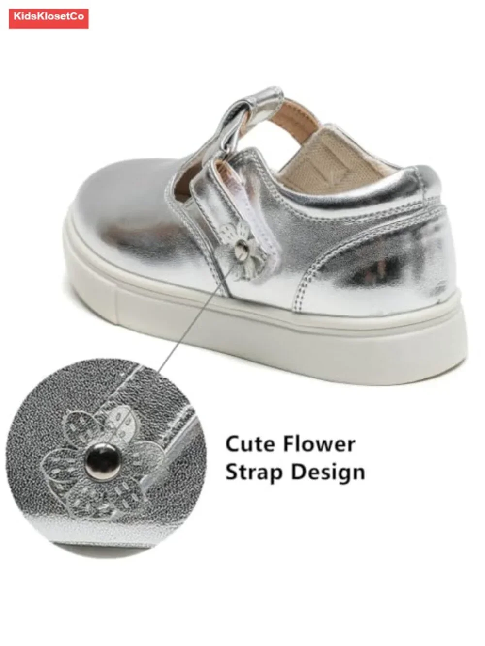 Girls Mary Jane Flats T-Strap School Shoes Cute Flowers Non-Slip